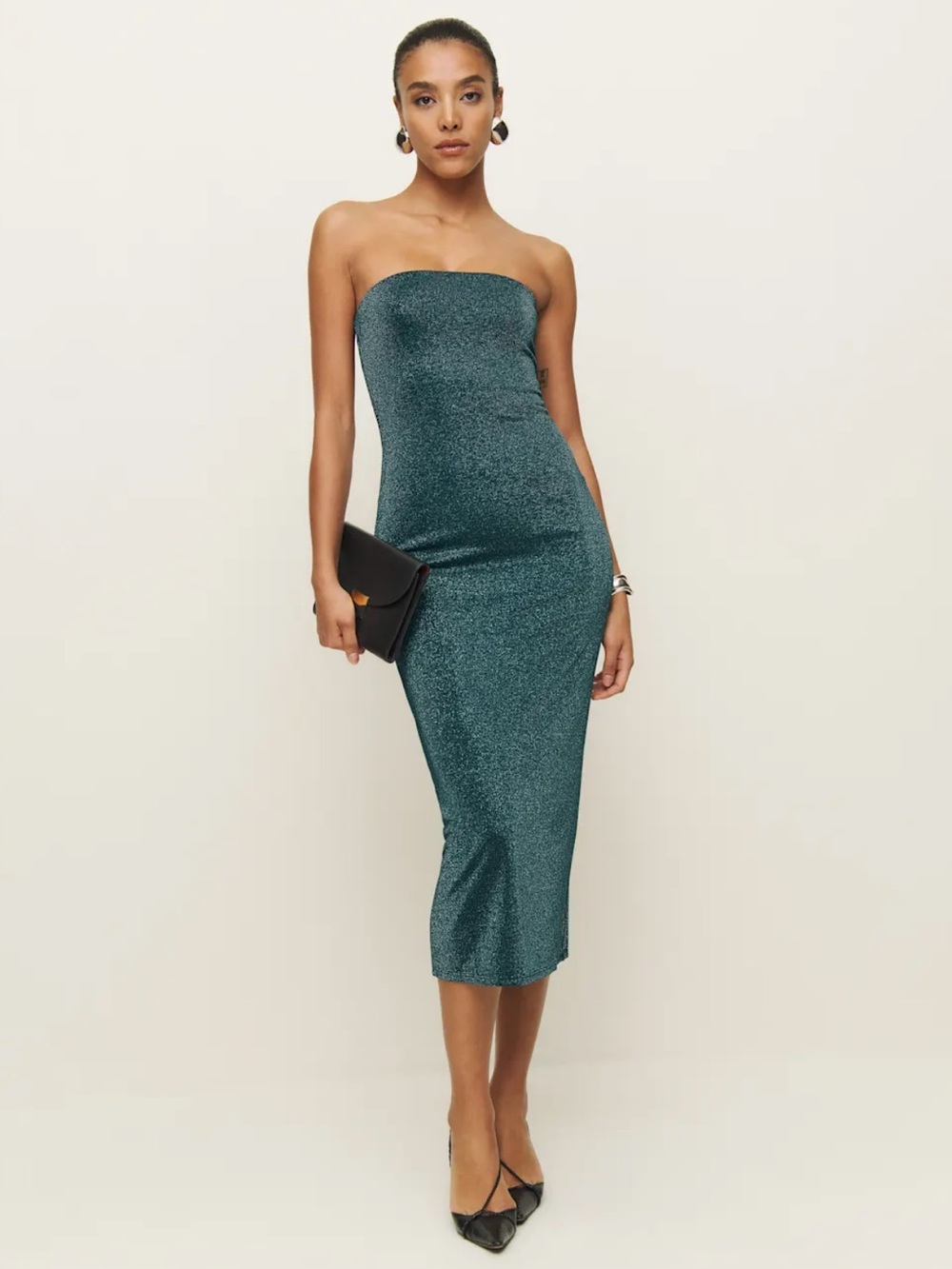 Reformation Ryden Knit Dress in Mermaid Sparkle Size Small